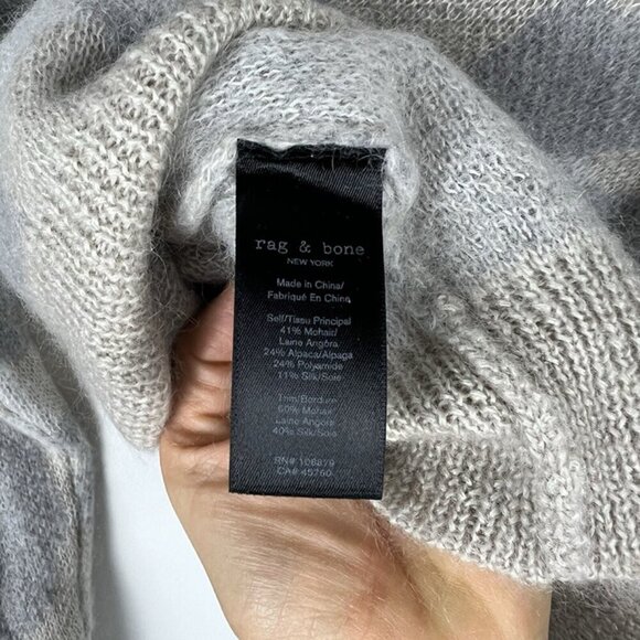 RAG & BONE Gray Leopard Print Mohair Alpaca Sweater Sz S Old Money Quiet Luxury - Picture 5 of 9